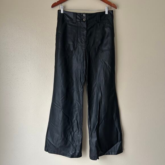 Maeve by Anthropologie Black Faux Leather High Waisted Pants US Size 8 - Picture 6 of 14